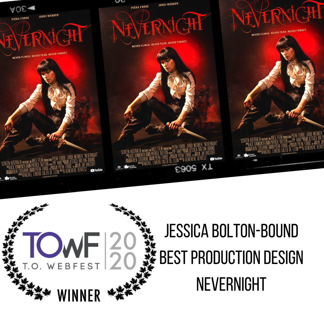 webseriescanada's tweet photo. #TOWebfest2020 Proudly presents Jessica Bolton-Bound with the Best Production Design Award for their work on #Nevernight.
#AwardWinning #ProductionDesigner #ProductionDesign #FilmFestival #TOWebfest @pieraforde https://t.co/Qlt4JzGcoM