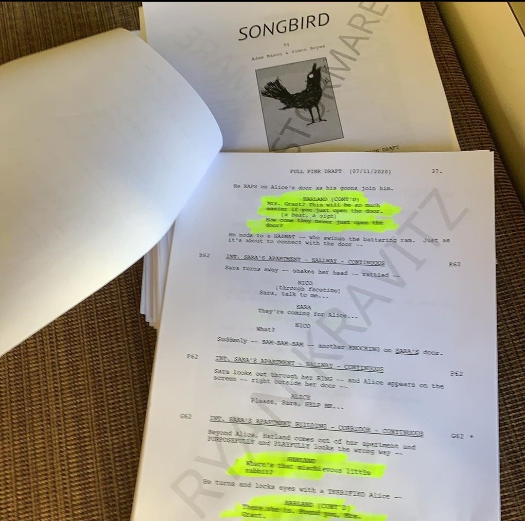 ❗1st page of the script for Sofia's new film "SongBird" #Songbird