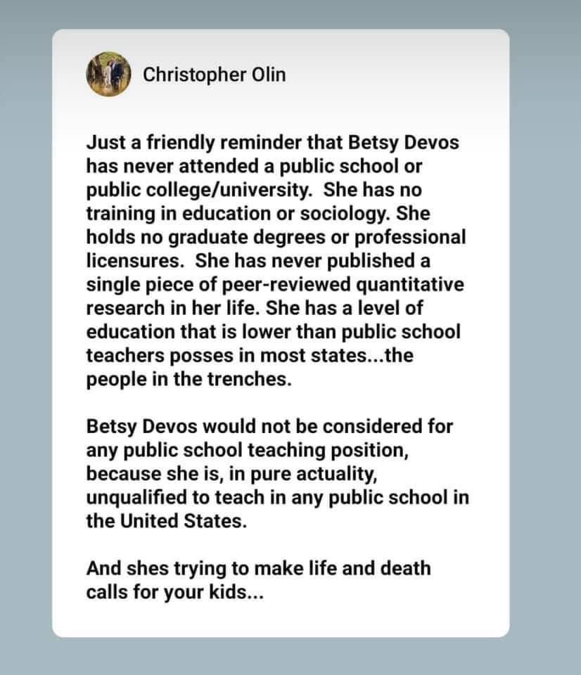 Sidda's tweet image. #DeVosMustGo is an understatement.