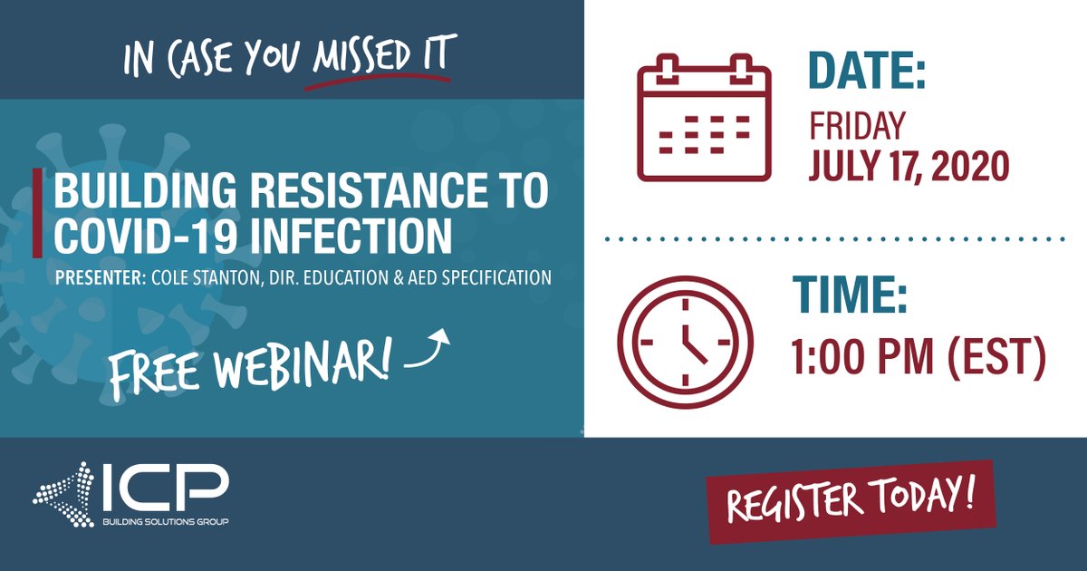 Don't miss out! Register for our free webinar all about building resistance to COVID-19 infection. Join us this Friday, July 17th at 1:00pm EST. Register here: icpgroup.zoom.us/webinar/regist…