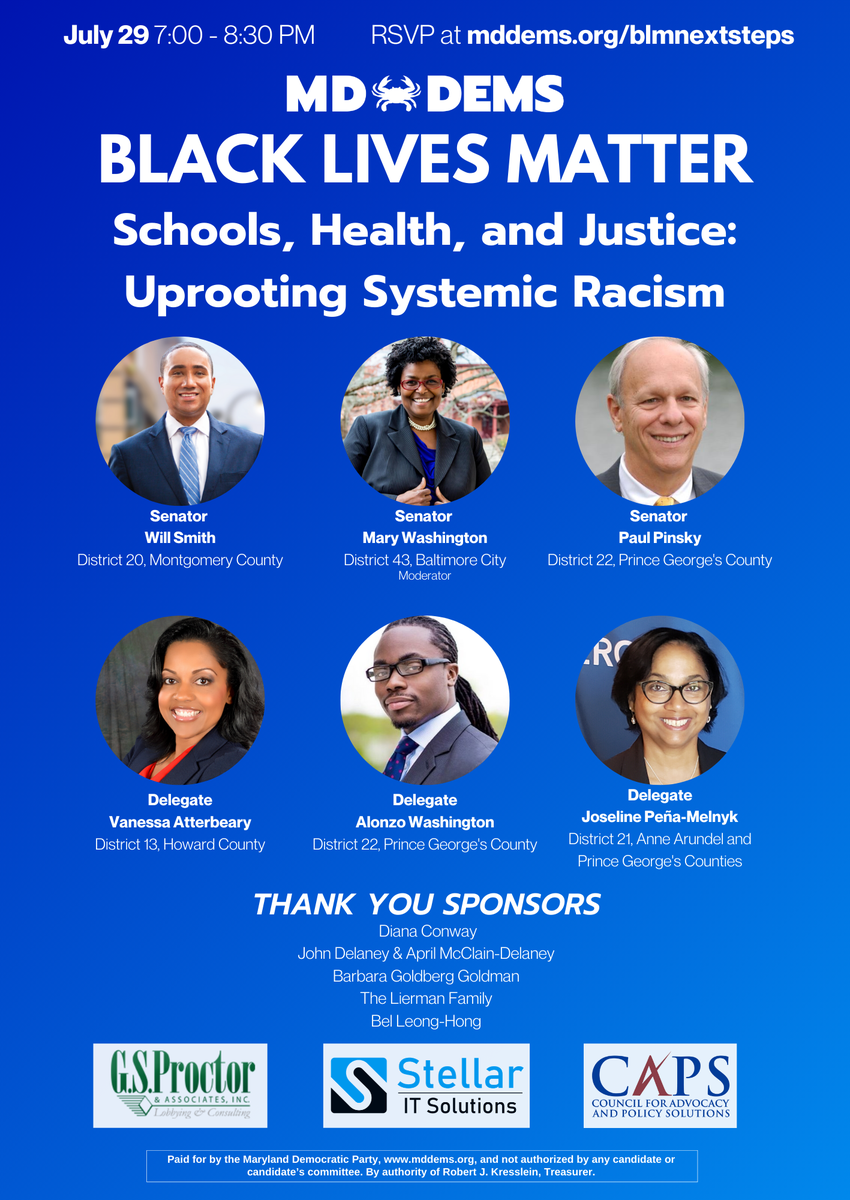mddems's tweet photo. We are excited to continue the conversation with our second Black Lives Matter panel, 𝗕𝗹𝗮𝗰𝗸 𝗟𝗶𝘃𝗲𝘀 𝗠𝗮𝘁𝘁𝗲𝗿 𝗦𝗰𝗵𝗼𝗼𝗹𝘀, 𝗛𝗲𝗮𝗹𝘁𝗵, 𝗮𝗻𝗱 𝗝𝘂𝘀𝘁𝗶𝗰𝗲: 𝗨𝗽𝗿𝗼𝗼𝘁𝗶𝗻𝗴 𝗦𝘆𝘀𝘁𝗲𝗺𝗶𝗰 𝗥𝗮𝗰𝗶𝘀𝗺!

July 29 at 7:00 PM. 
RSVP at: https://t.co/JiAuZZlWcc. https://t.co/WYqItjQfep