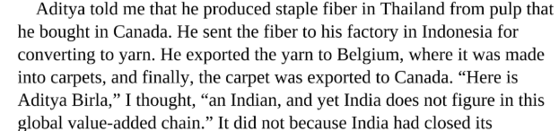 One of the most remarkable assessment of Aditya Birla was done by Gurcharan Das in India Unbound. Attaching a screenshot from the same.