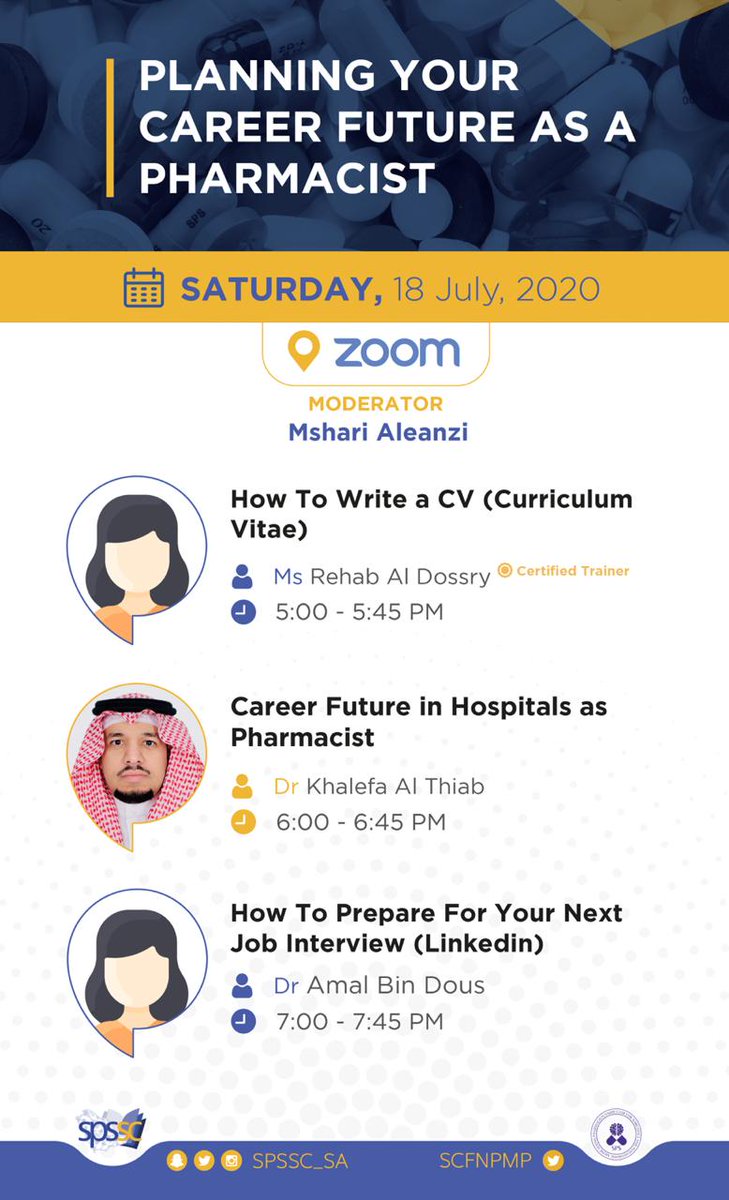 scfnpmp's tweet photo. هل تساءلت يومًا عن مهنتك المستقبلية؟ لديك حيرة في كيفية كتابة سيرتك الذاتية أو قلق من المقابلة الشخصية؟يسعدنا أن نقدم لكم مشاركتنا مع الفرع الطلابي للجمعية الصيدلية السعودية، برنامجنا الجديد:
"التخطيط لمستقبلك الوظيفي كصيدلي"
للتسجيل: https://t.co/VlmxWmZBbU https://t.co/lWxJVoi5q2