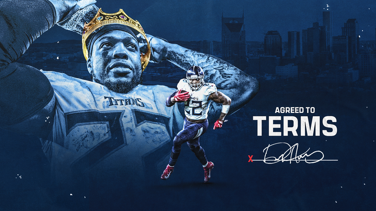 Titans's tweet photo. Titans agree to terms on multi-year contract with Derrick Henry (@KingHenry_2)

The King is Back 👑 » https://t.co/tWCQfXfWaL https://t.co/7yP4iqARp4