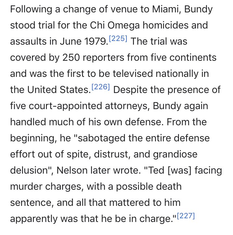 8/ I bet she *might* lock her account down, but then you know it’s badEven on trial & screwed, Ted Bundy had to be in charge, made himself his own lawyer, put himself on the stand & questioned himself as “Mr Bundy”If she’s a sociopath, she’ll keep it up, a “victim” to the end