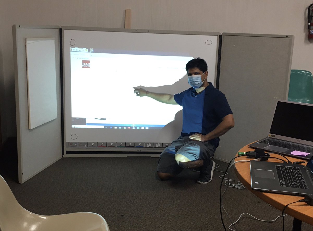 Thank you <a href="/Interactive_TS/">Jitu</a> ! You came all this way and fixed our Teamboard. We’re so excited. Never could have afforded the board, or your service and expertise. #CommunityHero #CompaniesWhoCare
