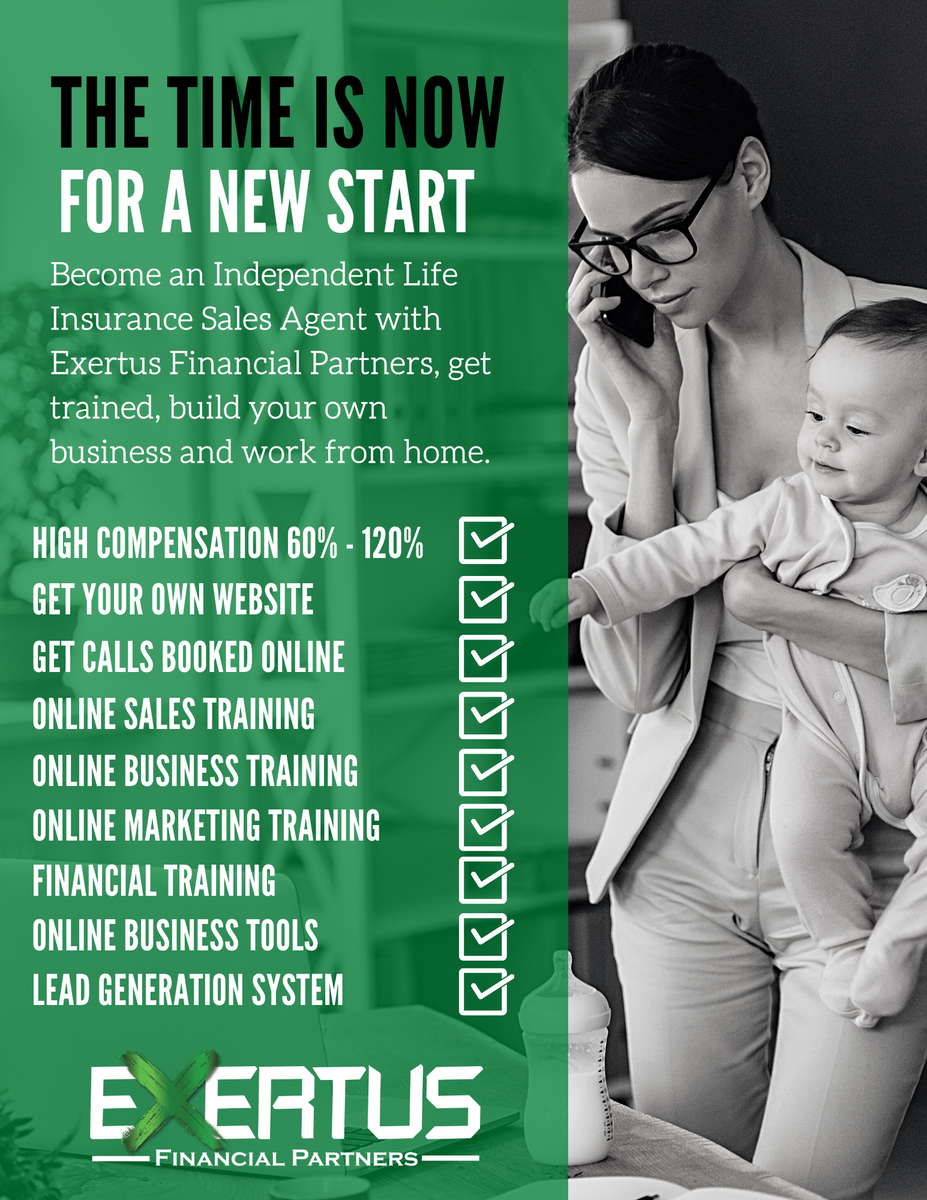 ExertusFP's tweet photo. You can get started with your own Life Insurance business today. Get access to all the training and tools you will need to grow and thrive, all online, all in one place. The opportunity of no-stress entrepreneurship is here for you. Text (408)419-1567 
#homebusiness #opportunity https://t.co/T0Cnu0rloh