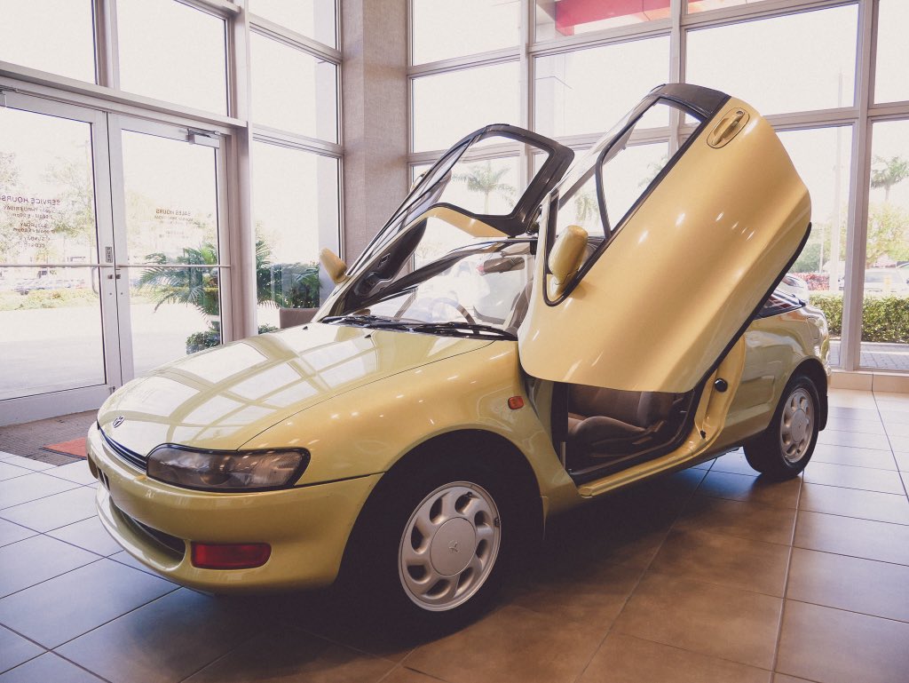 EdMorseAuto's tweet photo. A little #WaybackWednesday at @edmorsedelraytoyota with an import all the way from 1990! This right-hand-drive #ToyotaSera has only 55,000 miles! Where would you want to “fly” to?
#Edmorse #Toyota #DelrayToyota #CarsofDelray #RetroCars #SouthFlorida #CarsofSouthFlorida https://t.co/D2ojBFDWmi