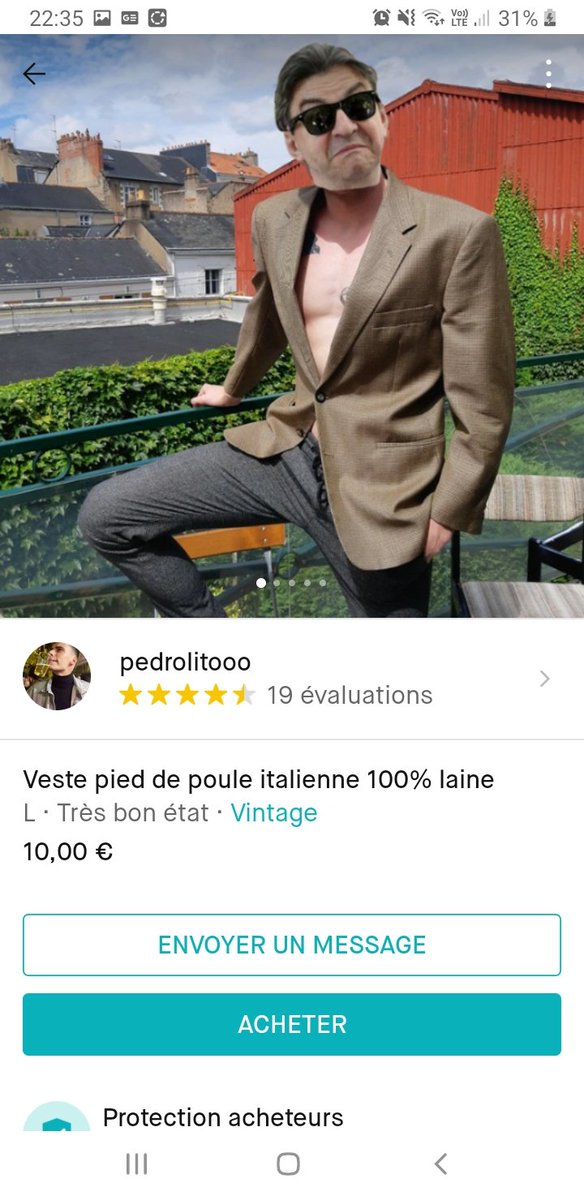 Calysono4life's tweet photo. #bestofvinted #Vinted 
P'tin ! Je viens de me pisser dessus !
#melanchon #pieddepoule 🤣🤣🤣 https://t.co/XBzm5PsBMs