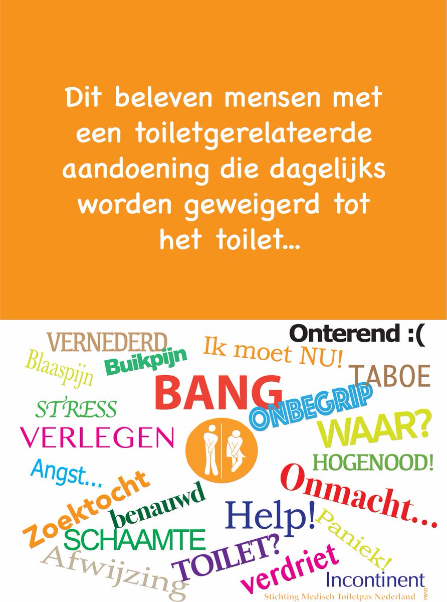 Toiletpas's tweet photo. Zo beleven pashouders hun weg naar buiten... is er een toilet? Wordt ik toegelaten? Gaat u wel eens met angst op pad? Verleent u alstublieft toegang tot het toilet aan mensen met een Medische Toiletpas... https://t.co/IP1ugqtnNT