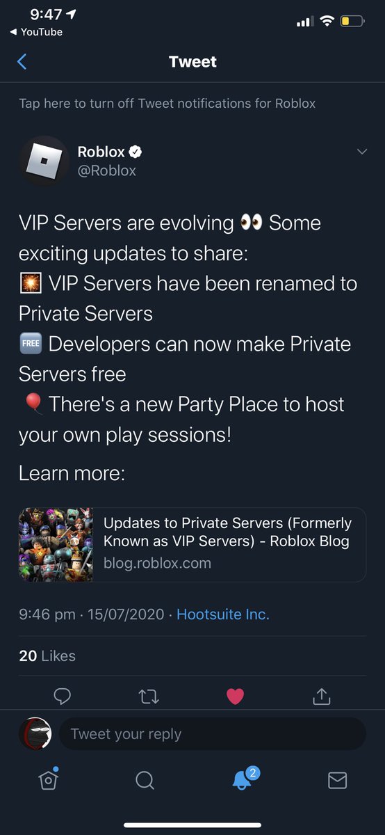 Roblox On Twitter Vip Servers Are Evolving Some Exciting Updates To Share Vip Servers Have Been Renamed To Private Servers Developers Can Now Make Private Servers Free There S A New - roblox on twitter vip servers are how to get free vip server on roblox youtube Roblox On Twitter Vip Servers Are Evolving Some Exciting Updates To Share Vip Servers Have Been Renamed To Private Servers Developers Can Now Make Private Servers Free There S A New - how to get free vip server on roblox youtube