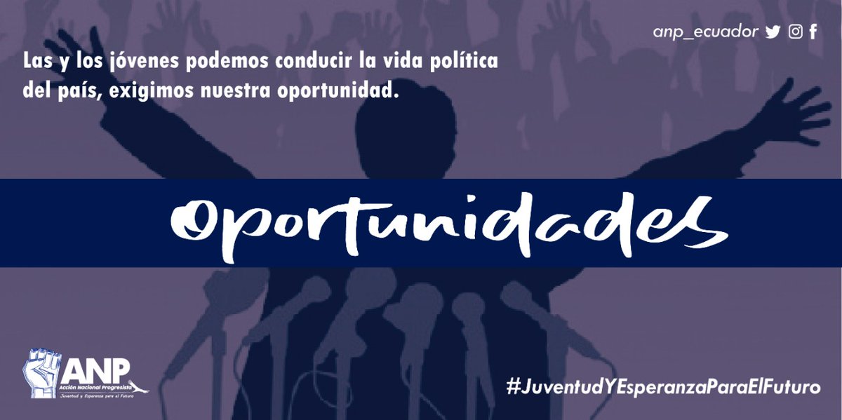 Anp_Azuay's tweet photo. Manifestamos nuestra predisposición de construcción en los diferentes espacios de ejercicio político, y plenamente convencidos que solamente nosotros podremos generar acciones y propuestas de la juventud para la juventud.
#JuventudYEsperanzaParaElFuturo https://t.co/9NjblTBZyW