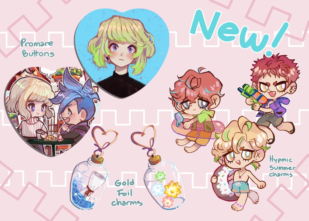 PercimoArt's tweet photo. 🐣Hiya!! my shop is re-open with a big summer sale!!!🏖️

I did my best to make new items that I was proud of and restocked sold out items!⭐️Feel free to take a peek if you'd like! Thank you for reading! ☺️
https://t.co/5dzZANFu0K https://t.co/Y5pbuUQWiI