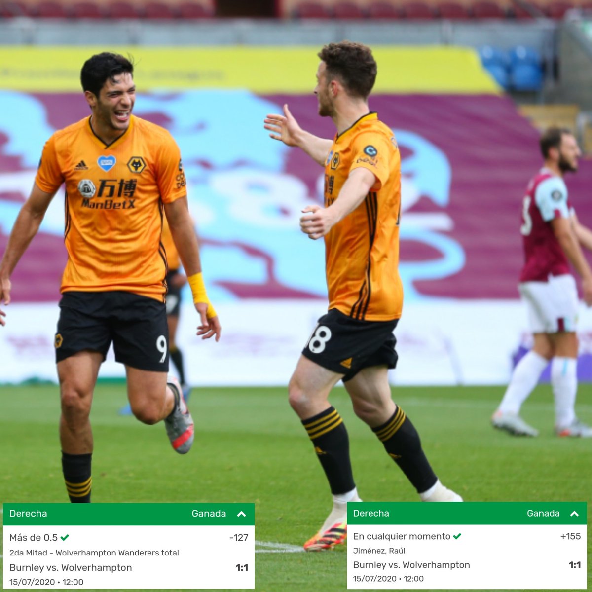 PicksAndFun_'s tweet photo. A los @Wolves les empataron al '96, pero nosostros ganamos con ellos y con Raúl Jiménez.
Continuamos cobrando en este que les dije que sería un gran día.
#RaúlJiménez #Wolves #Wolverhampton #BurnleyFC #PremierLeague #Verdeando #Gambling https://t.co/02BksNvtin