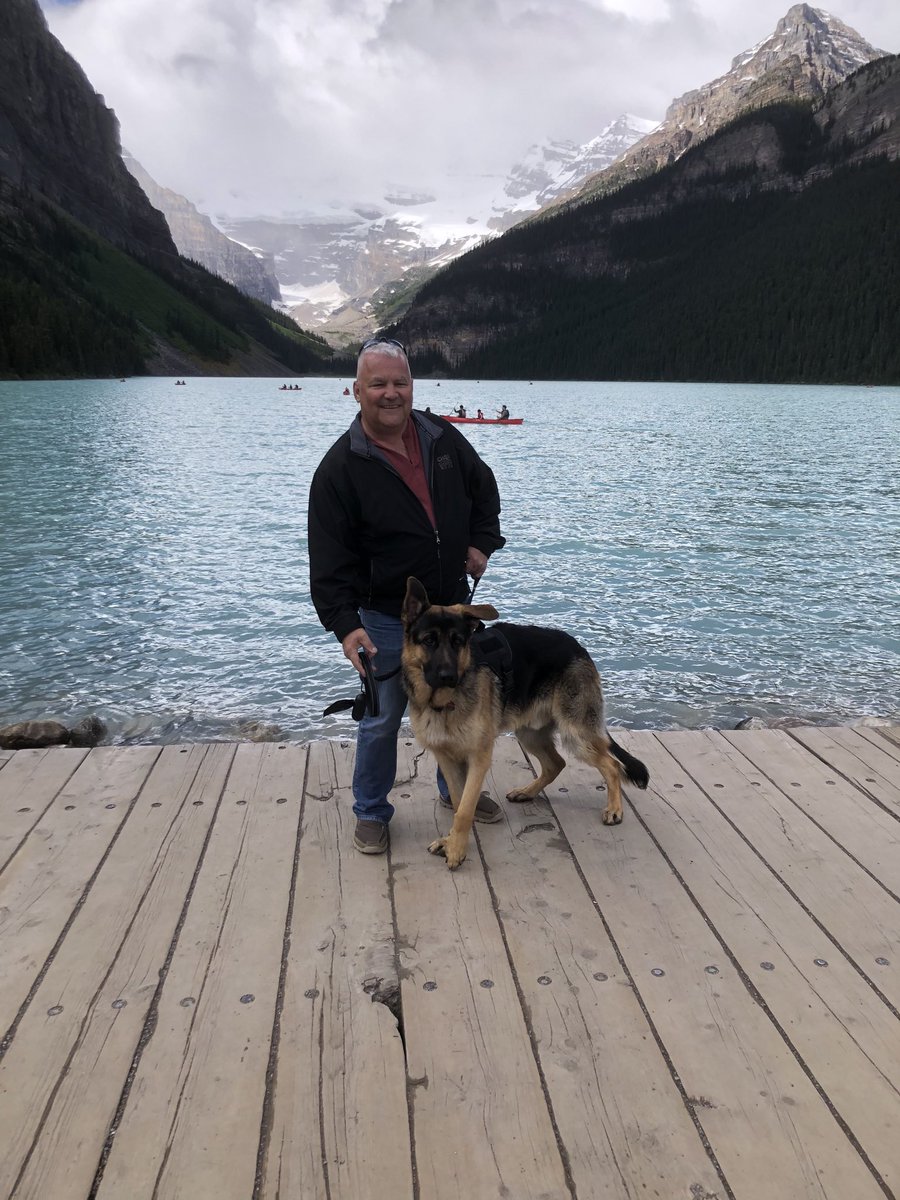 Chilling with Whiskey in Lake Louise.