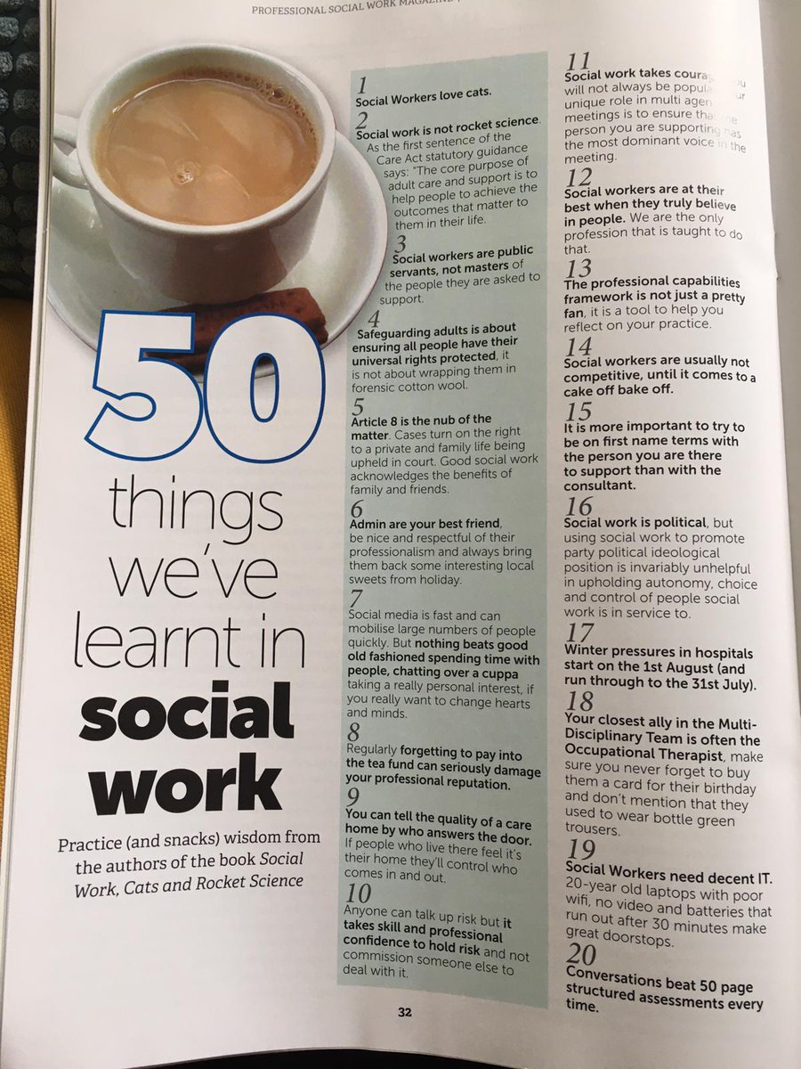 As a  @BASW_UK member I protest this reductive, dumbed down view of social work being given a prominent platform in association's mag. There are a number of really unhelpful assumptions here, the implication being if you don't subscribe, you're not doing social work? >>