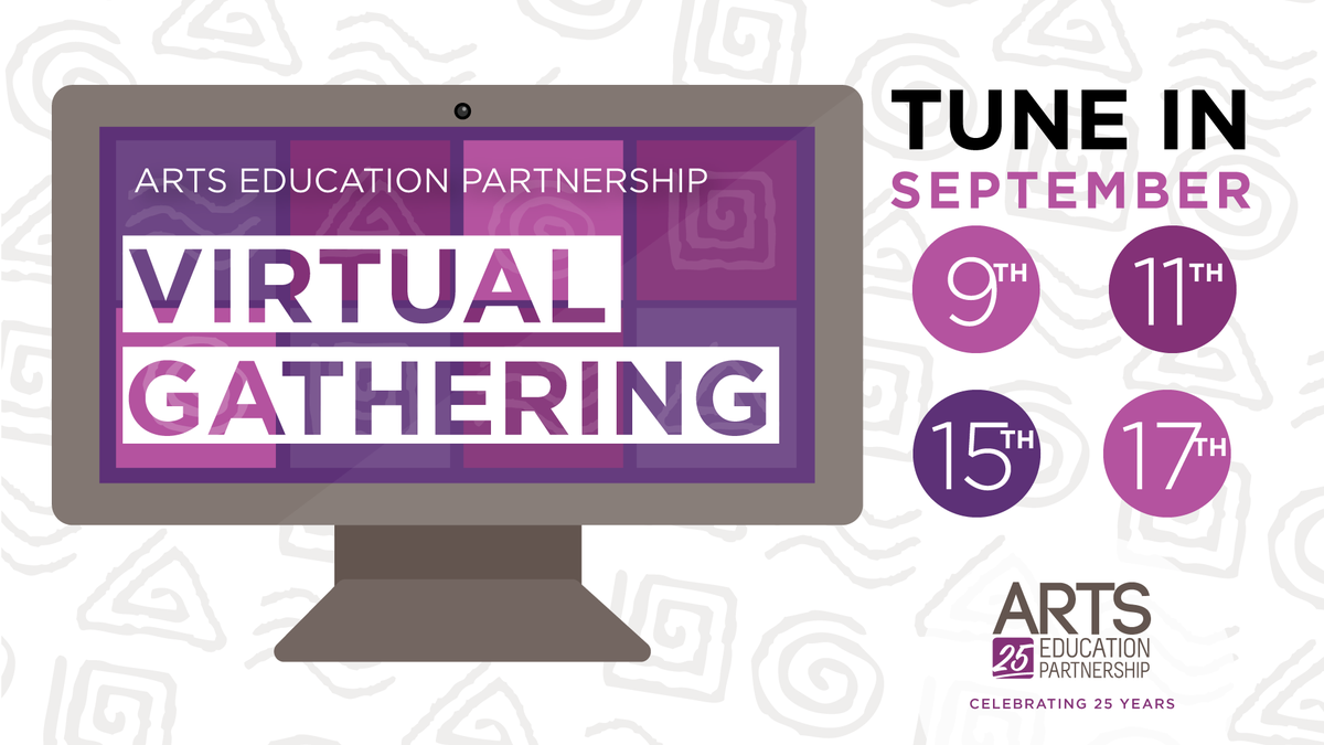 aep_arts's tweet photo. Registration is now open for the #AEPVirtualGathering! Join us online Sept. 9, 11, 15 &amp; 17 &amp; celebrate our 25th year of serving the #artsed field. We're planning great research, policy + practice sessions, keynotes &amp; networking. Plus, registration is free! https://t.co/XTpOxWxKqk https://t.co/MVKbZA3TvX