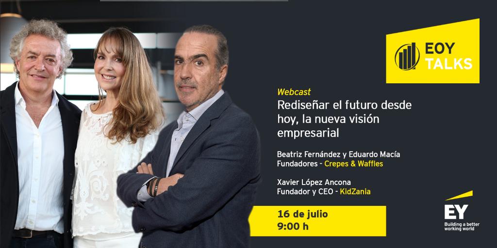 EYColombia's tweet photo. Regístrese👉https://t.co/2VvND8tDUO y participe en nuestro webinar mañana 16 de julio a las 9:00 a.m.

Beatriz Fernández y Eduardo Macía de @CrepesWafflesCo, y Xavier López de @KidZaniaMexico, hablarán de sus perspectivas para superar la crisis y enfrentar nuevos retos. #EOYTalks https://t.co/JIBaz01Cyy
