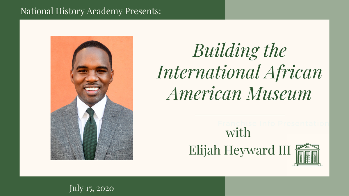 Join us at 6pm ET to hear Elijah Heyward III of the 
<a href="/iaamuseum/">International African American Museum</a>  who is speaking about the creation of the International African American Museum: facebook.com/events/2735729…