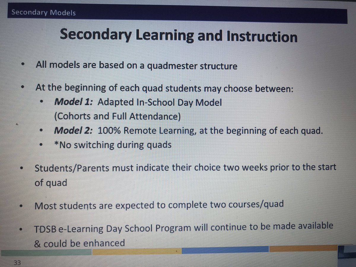 All models in secondary are quadmestered - fully remote is not e-learning!