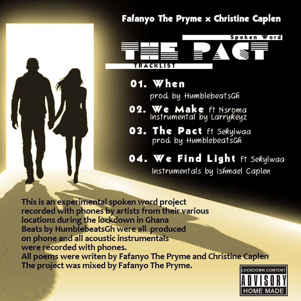 FafanyoThePryme's tweet photo. Here's a Spoken Word project by Fafanyo The Pryme and Christine Caplen: When we make the Pact...

We created this in the comfort of our homes with nothing but phones during the Lockdown.

Kindly listen to this project, share and leave your comments. 

https://t.co/tKXcuf0htm https://t.co/Nrw7vMyMhG