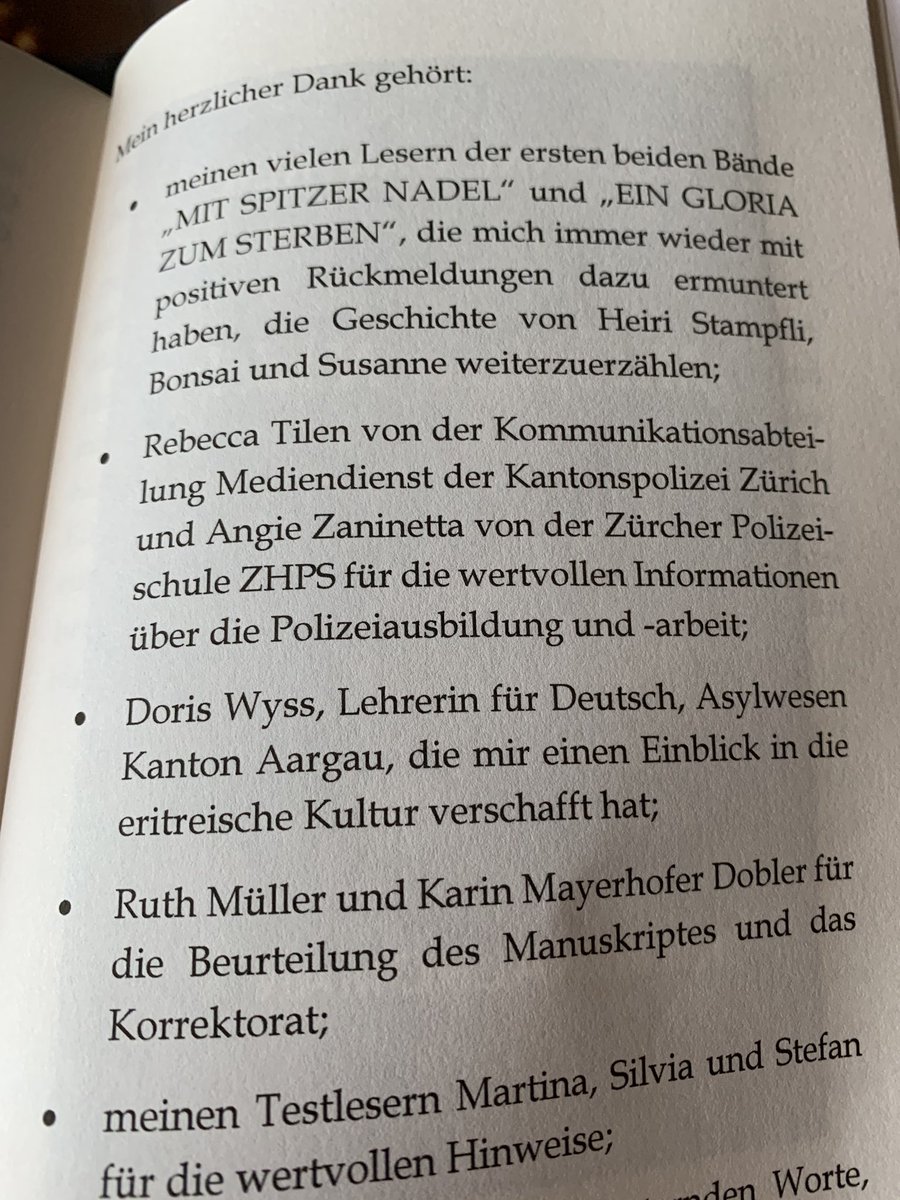 Fatales Treffen am Elefantenbach von Susanne Gantner. Angenehm grosse Schrift, handliches, spannendes Buch und meine Mitarbeit wird herzlich verdankt.
😊📚🐘
Neuer #Krimi #Zürich #Aargau #Schweiz #Eritrea