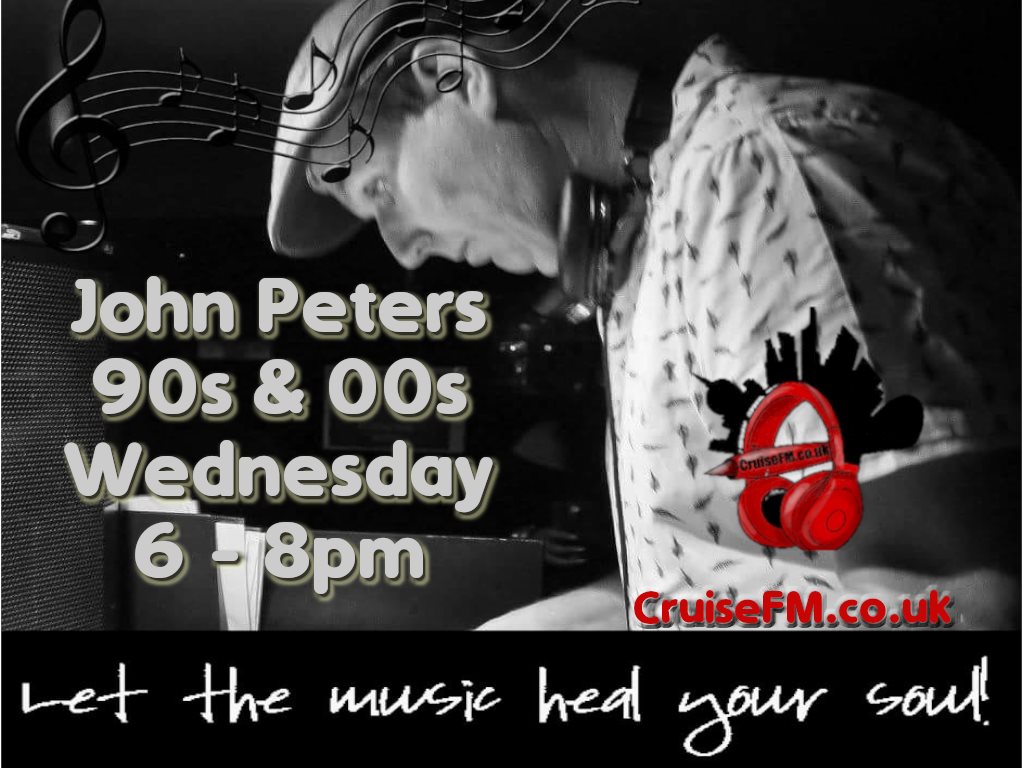 JohnPeters001's tweet photo. Evening all, fancy joining me for a couple of hours filled with tunes from the "90s &amp; 00s (and now)"? As always on a Wednesday evening I'll be broadcasting live 6 - 8pm on Cruise FM. It's always free entry and the music will be top notch, as usual. https://t.co/S2rjRRoAmt https://t.co/iVaBjU6vpe