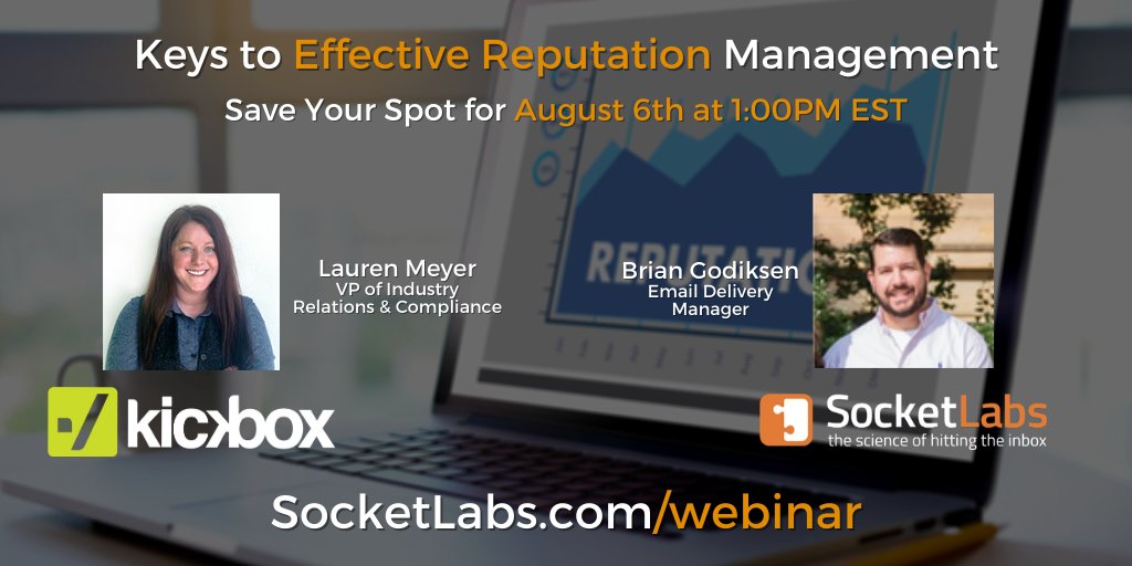 socketlabs's tweet photo. [Webinar Alert] Keys to Effective Reputation Management on August 6th at 1PM EST.
Explore sender reputation management and why it's an essential discipline for every high-volume email sender to understand.
Register now: https://t.co/QumopYQzxj
#EmailReputation #EmailMarketing https://t.co/GKZ4cMJdVY