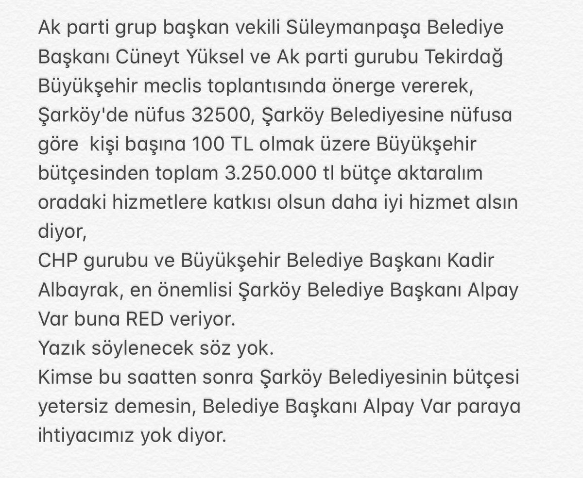 enginsad's tweet photo. Kimse bu saatten sonra Şarköy Belediyesinin bütçesi yetersiz demesin, Belediye Başkanı Alpay Var paraya ihtiyacımız yok diyor. https://t.co/5FcqvJfX9V