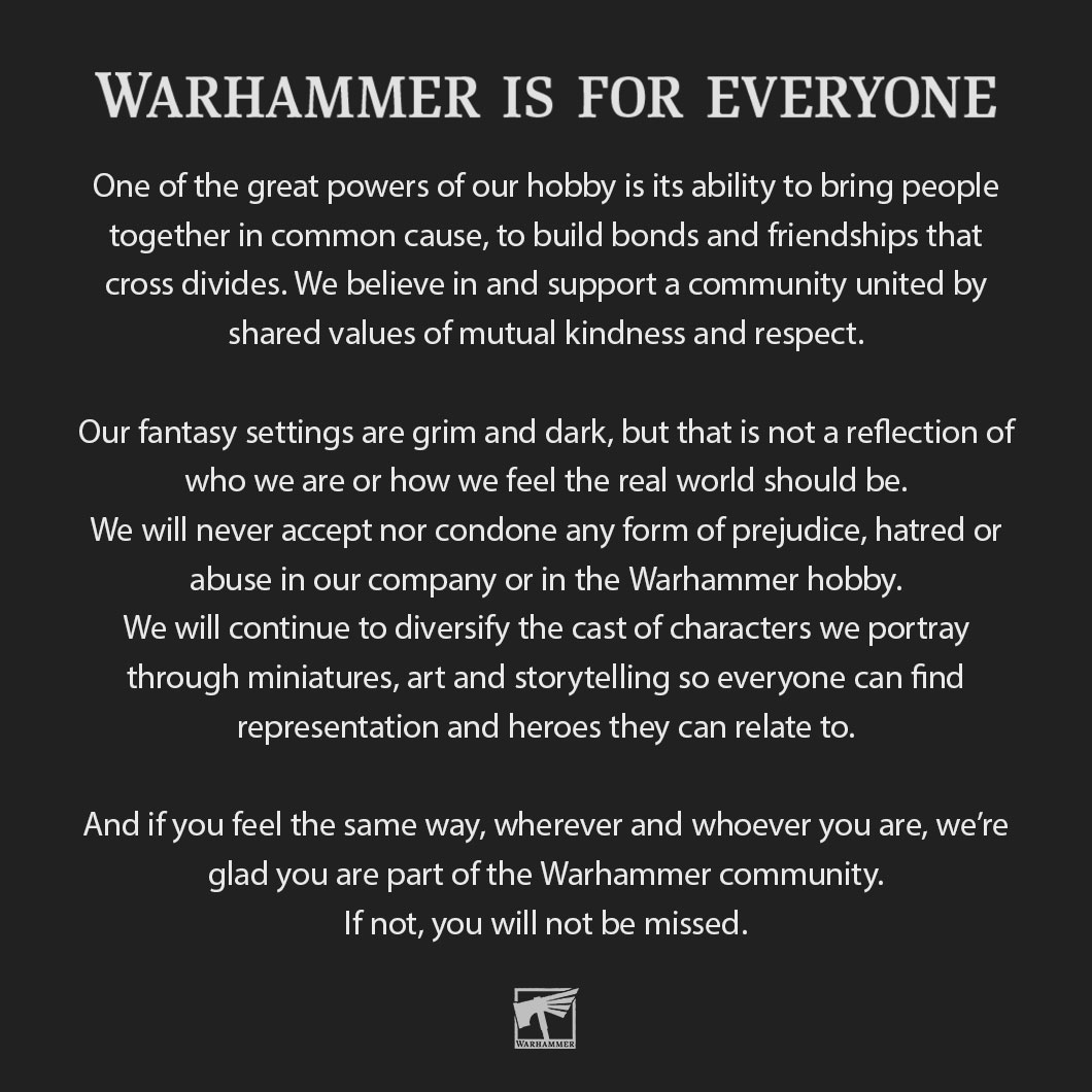 Arch was selling merch on his store, before the copyright claim, with a phrase "Warhammer is for everyone unless you are white" He managed to turn "people who are against the politics of inclusion and diversity" into "White people"