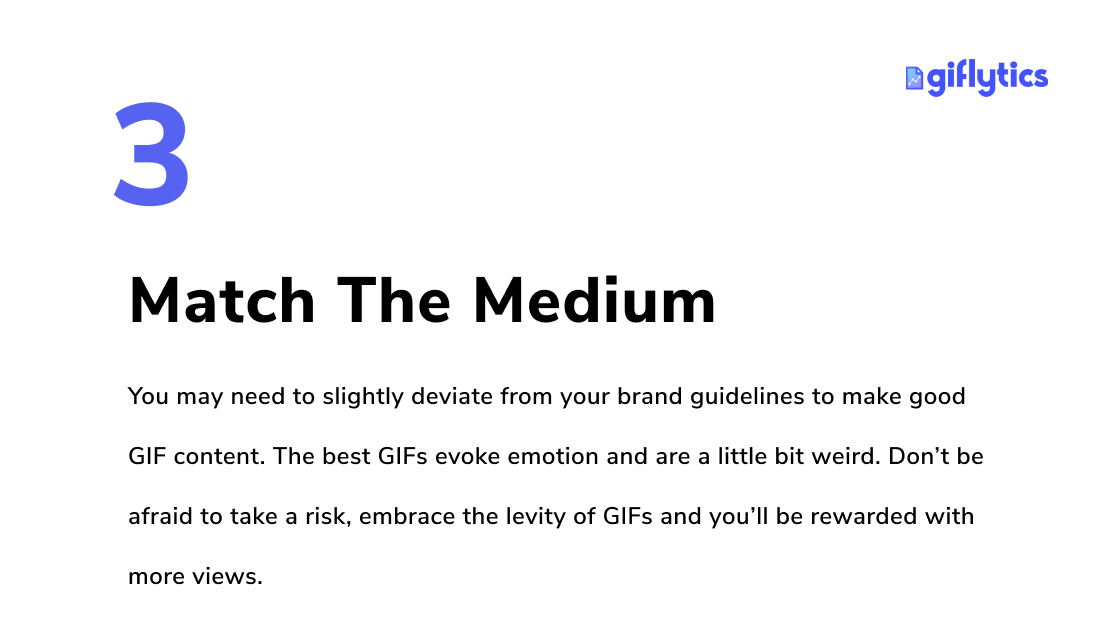giflytics's tweet photo. Want to learn how to create GIFs that people actually want to share? Follow these 3 rules and you'll be on your want to extremely shareable content. https://t.co/vqXZMjWSi7