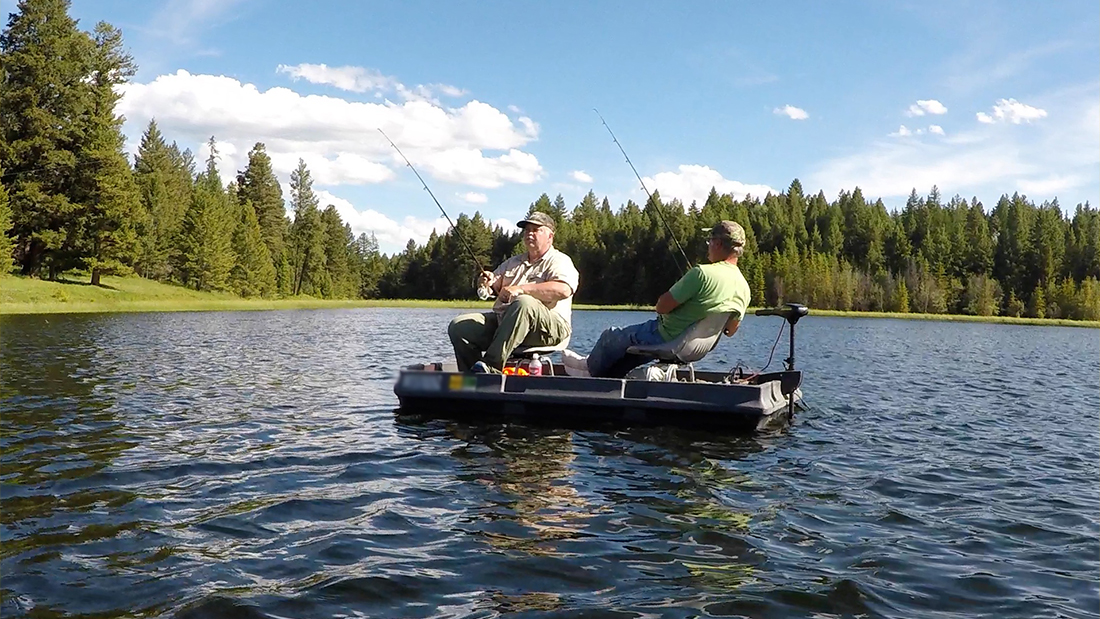 BootprintsTV's tweet image. That was unexpected! 
Stupid little boat!

We borrowed this little boat and all was good until I leaned over to wash some fish slime off of my hands. The seat popped out of the plastic rail that it snaps into, and over the side I went. A perfect somersault into the lake!