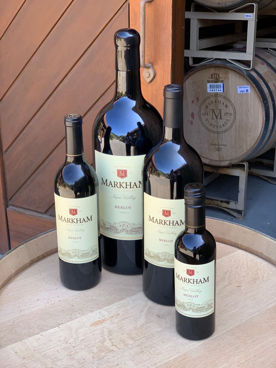 Wine in large-format bottles age at a slower (and better!) rate than smaller bottles, because larger bottles have a greater ratio of wine to cork surface area + oxidation is slower. Do you have any large-format #MarkhamVineyard bottles in your cellar? markhamvineyards.com