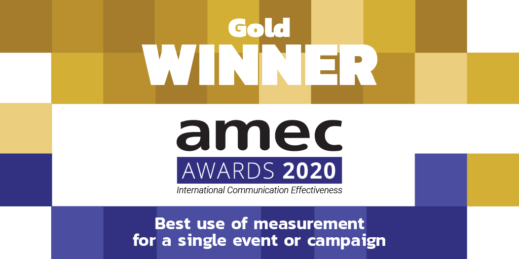 AmecOrg's tweet photo. Congratulations! Gold winner for the Best use of measurement for a single event or campaign PRNews #amecsummit #amecawards https://t.co/52MqEUJ0EX