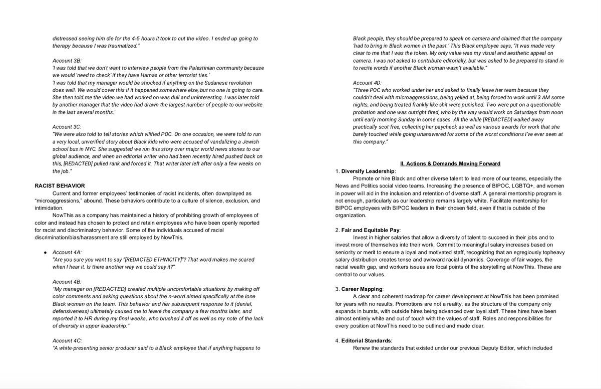 NT_BIPOC's tweet photo. We have yet to hear more about the promised town hall on race, so we’re making our own space to discuss the grievances and demands Black &amp; allied staff outlined in this letter signed by 73% of all employees @nowthisnews #ChangeThis https://t.co/fnGb5Q8TsL