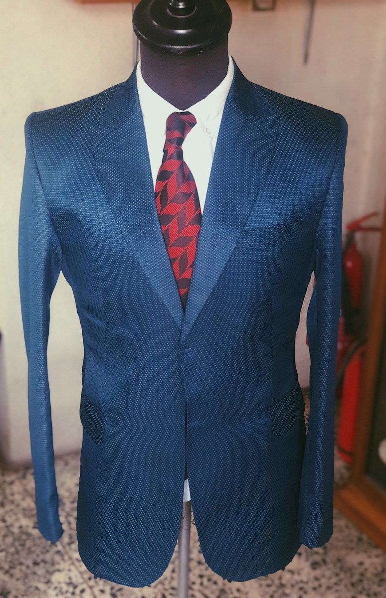 Finishing Touches et Al Blue Patterned Blazer made from Scratch in Lagos, Nigeria  Just another day from our Production Factory  