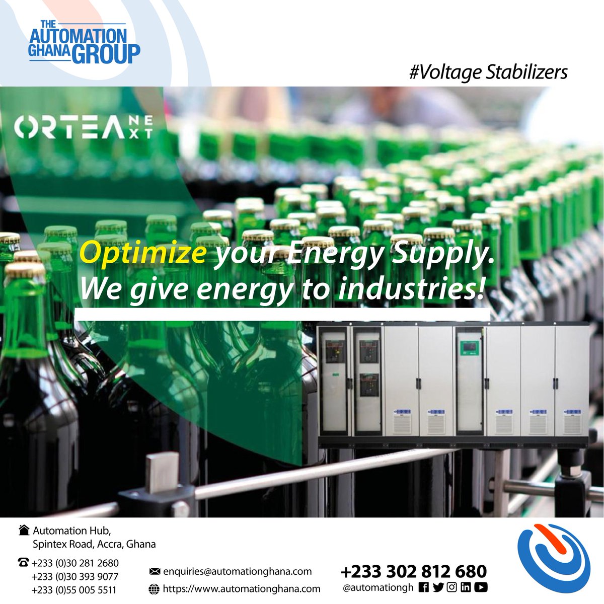 automationgh's tweet photo. Improve the power quality of your processing plant.
Contact us to purchase at a great price now.
#smartsolutions #voltagestabilizers #tagg #ortea https://t.co/5SZEWnIw8I