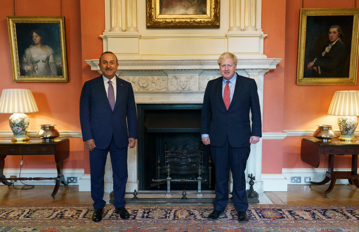 Conveyed best wishes of President @RTErdogan to PM @BorisJohnson of #UK. Pleased w/the decision of UK on quarantine exemption for #Turkey. Wish to conclude the Free Trade Agreement and develop our economic&trade relations.🇹🇷🇬🇧