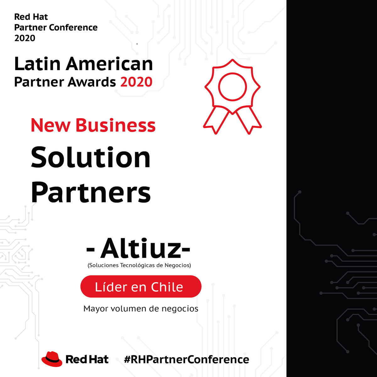 atuz_corp's tweet photo. Estamos muy contentos y agradecidos del tremendo reconocimiento otorgado en el Red Hat Partner Conference 2020🙌🏻 nombrándonos como empresa líder en Chile en la obtención de mayor volumen de negocios!
#RHPartnerConference #CodeIsOpen #StrongerTogether #Partners #RedHat https://t.co/sZfiS32nee