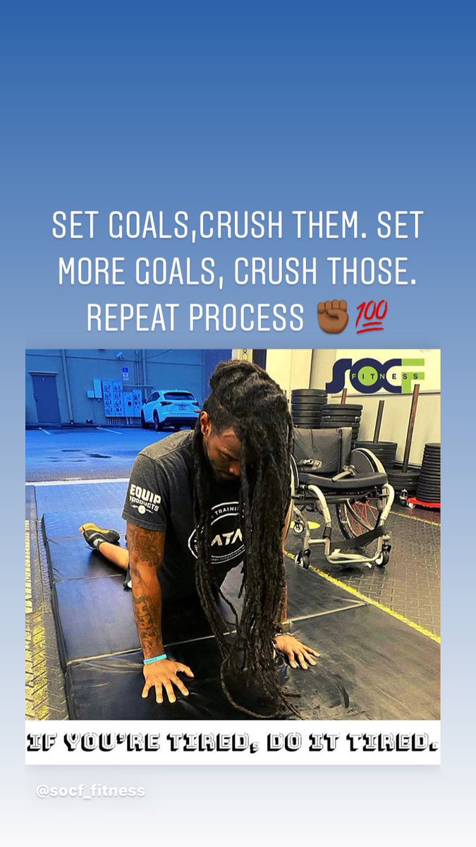NoLegsHoe's tweet photo. “If you’re tired, DO IT TIRED”
Great picture and quote from @socf_fitness. Man I love this place 💪🏾. Helped me become this person you see today ❤️✊🏾.
#socffitness #adaptiveathlete #allthingsadaptive #per4max #reebok #locs #tattoos #wheelchairlife #adaptivefitness #wheelwod https://t.co/sFdjMSLTN5