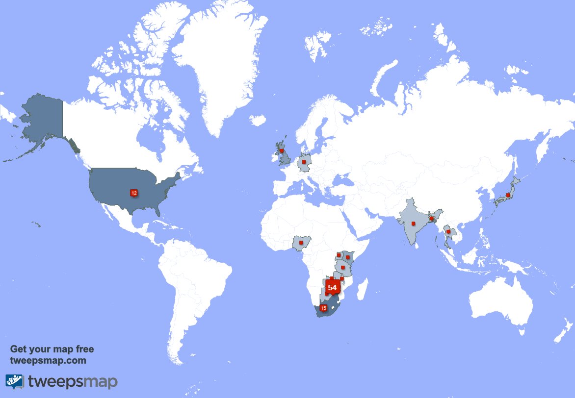 09Simbah's tweet image. My followers live in 16 countries: Zimbabwe(57%), South Africa(16%)... tweepsmap.com/!09Simbah
Get your free map!