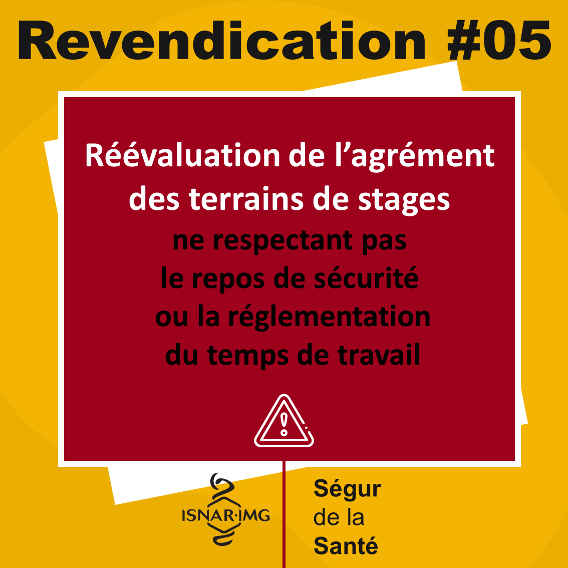 [Recap’ de nos revendications # 02]

Les agréments de stage doivent être systématiquement réévalués en cas :
❌ De dépassement du temps de travail
❌ De non-respect du repos de sécurité

<a href="/JeanCASTEX/">Jean Castex</a> @OlivierVeran @MinSoliSante #SegurdelaSanté