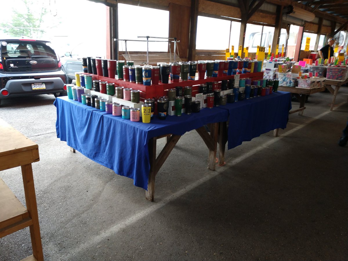 EngravingFisher's tweet photo. Set up inside Building #2 at Hometown Farmers Market in Tamaqua. https://t.co/D0zY42uEKr