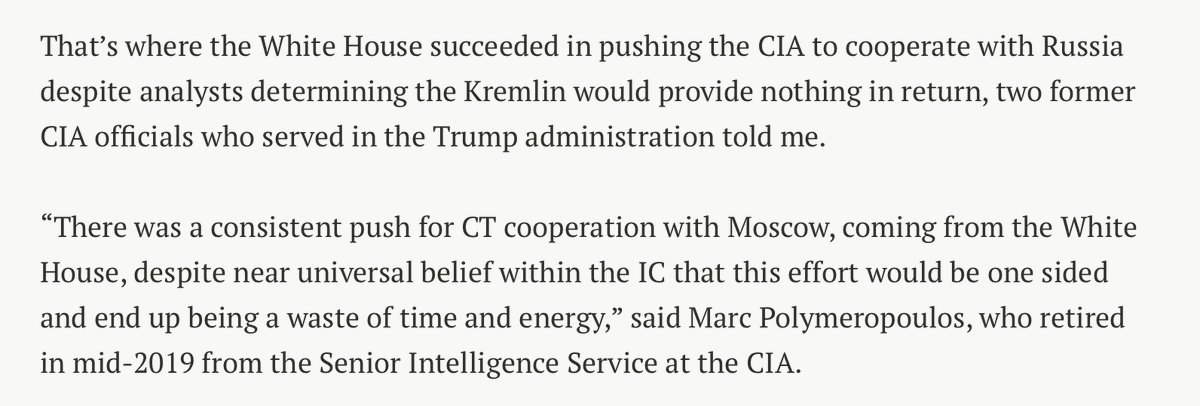 Starting with Mike Flynn, the Trump White House was constantly trying to warn Moscow about what our CIA knew of their activities.As President of the United States. As soon as he took office.