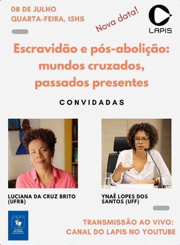 HuMANASRede's tweet photo. 📡Hoje, às 15h, ocorre essa live imperdível com as historiadoras Yanaê Lopes dos Santos e Luciana da Cruz Brito. O evento é promovido pelo LAPIS - Laboratório de História Pública da UFSC. Compareçam! https://t.co/4JHjgb2naJ