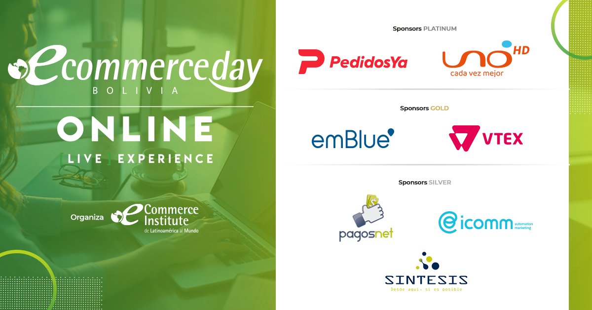 eCommerceDay's tweet photo. 🇧🇴 @einstituto agradece a quienes nos acompañan en el eCommerce Day #Bolivia ONLINE [LIVE] EXPERIENCE: @pedidosya @RedUnoBolivia @embluemail @vtexonline #Pagosnet @ICOMM_ok @Sintesis_SA_BO 

#YoMeProfesionalizoEnCasa #eDayBO https://t.co/AyELAkHVDE