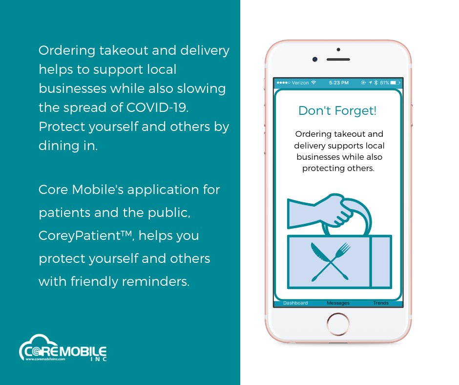 CoreMobileInc's tweet image. Flatten the Curve: Order Takeout/Delivery

Restaurants are fantastic and what better way to support local businesses and prevent the spread of COVID-19 than to order take- out and delivery from your favorite eateries!

#CoreMobile #flattenthecurve #COVID #COVID19 #Pandemic