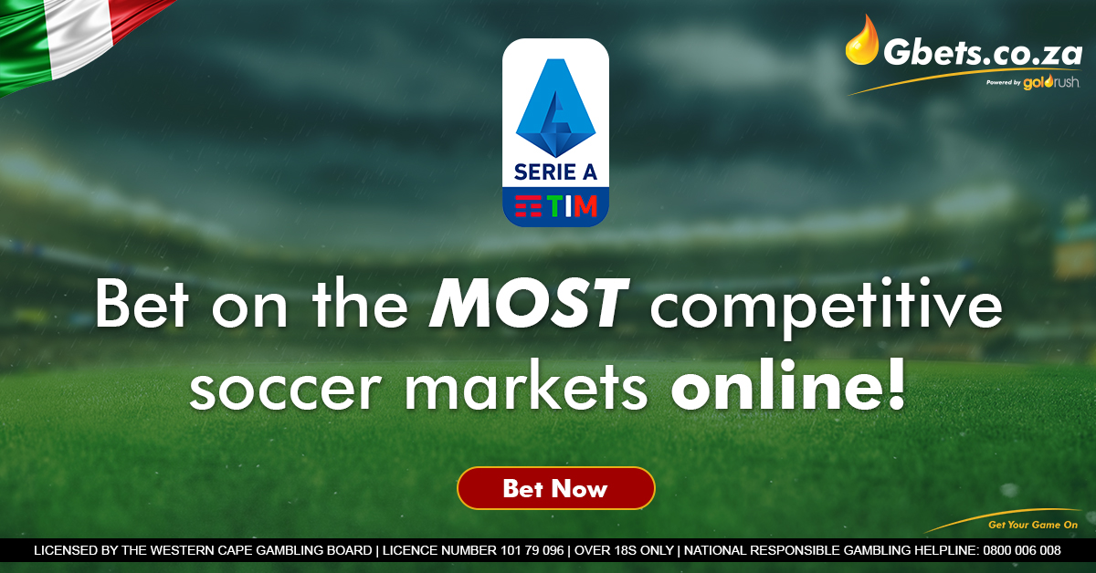 GbetsZA's tweet photo. Did You Know? https://t.co/8l83h1oO2a has the most competitive soccer markets online!
Get Your Game On with a packed house of Serie-A action: https://t.co/jM35ts0Dmq
#BetBoosts #BetBundles #SoccerPromos #PreMatch #LiveInPlay https://t.co/CbIfiWVcq2