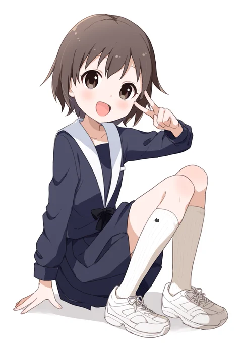 【お題箱】名古屋襟の白襟セーラー服、白ソックス白スニーカーのJC 