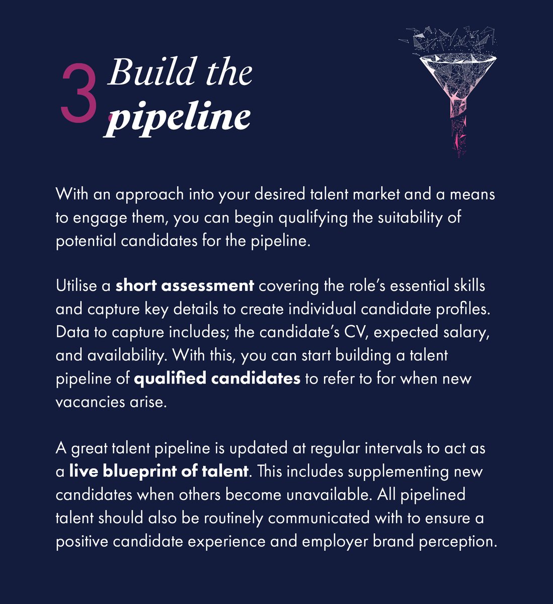 The6Group's tweet photo. Talent pipelining - when done right - provides a sustainable resource of candidates who are engaged, qualified, and ready to join your organisation as and when required.

Here's our short guide on the key steps to building a talent pipeline.

#Talent #TalentAcquisition https://t.co/RVCl5jSNYd